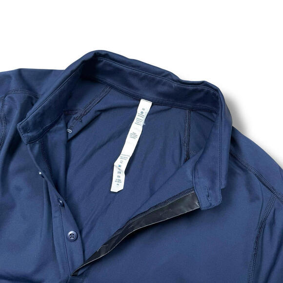Lululemon Evolution Polo Shirt Navy Blue Size M Four-Way Stretch Athletic Golf - Picture 7 of 8